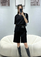 2026 New FF Black Flocked Shorts (30011-A60)