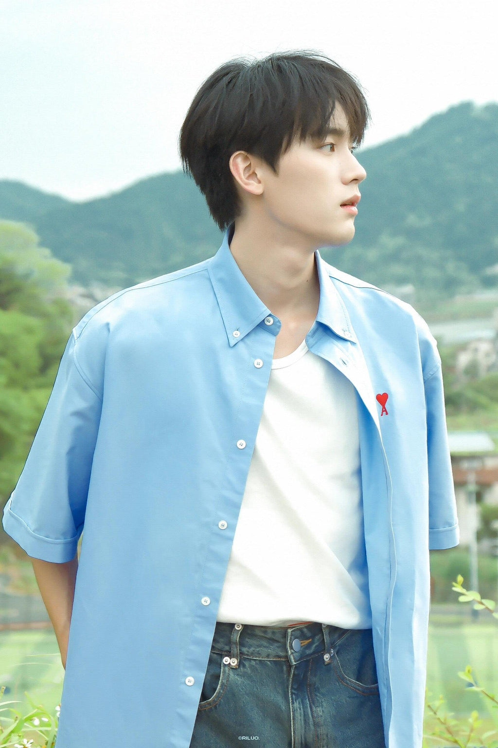 2026 New Heart A Embroidered Box-Cut Shirt (MM066-A55)