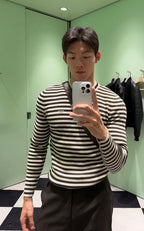 [VIP Exclusive] 2026 New Triangle Brand Striped Embroidered Crew-Neck Jumper (25341-B30)