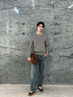 [VIP Exclusive] 2026 New Triangle Brand Striped Embroidered Crew-Neck Jumper (25341-B30)