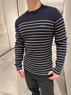 [VIP Exclusive] 2026 New Triangle Brand Striped Embroidered Button-Side-Opening Jumper (25342-B35)