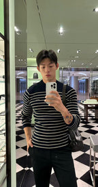 [VIP Exclusive] 2026 New Triangle Brand Striped Embroidered Button-Side-Opening Jumper (25342-B35)