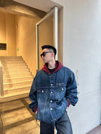 [VIP Exclusive] 2026 New Balen Embroidered Denim Hooded Jacket (25337-C30)