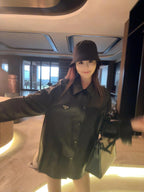 2026 New Triangle Brand Single-Breasted Leather Jacket (25294-C00)