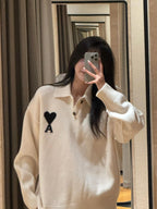 2026 New Model Heart A Heart Patterned Knitted Polo Shirt (25366-B25)