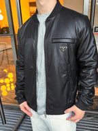 2026 New Model Triangle Brand Two-Sided Wear Leather Plain Weave Jacket (25288-D10)