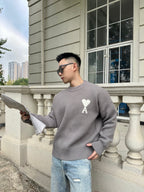 2026 New Model Heart A Heart Patterned Round-neck Sweater (25374-B15)