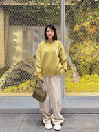 2026 New Model Heart A Heart Patterned Round-neck Sweater (25374-B15)