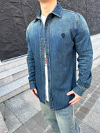 [VIP Exclusive] 2026 New GU Embroidered Family Crest Denim Shirt (BB734-B40)