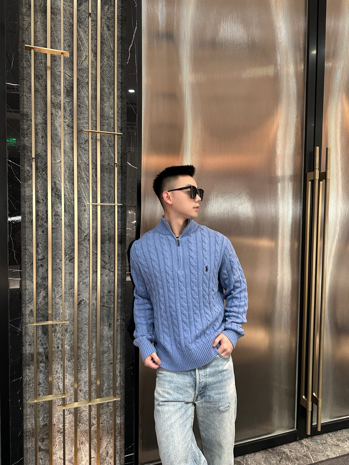 2026 New RL Decorative Knot Zip Knit Sweater (CC919-B30)