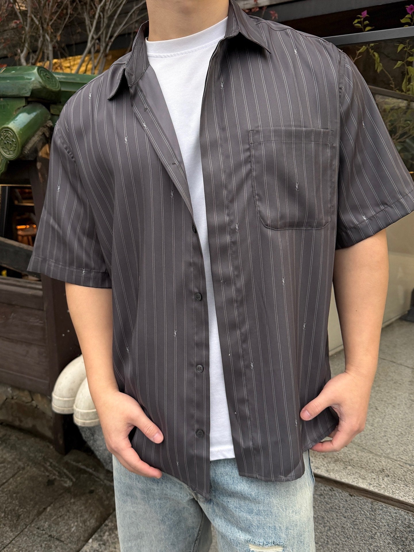 2026 New Saint L Logo Jacquard Short-Sleeve Shirt (AA549-A80)