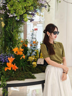 2026 Women’s Heart A Embroidered Polo Neck Knit Top (DD112)