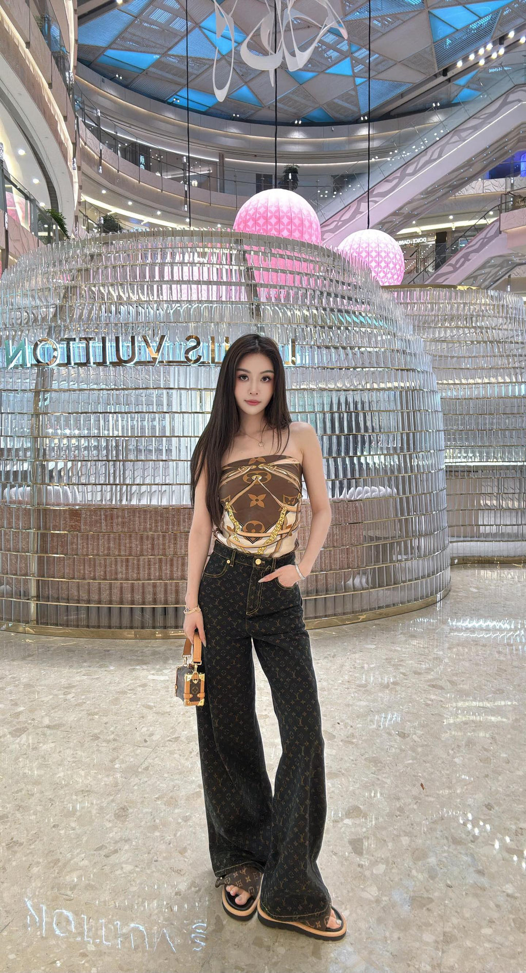 2026 Women's LY Label Printed Denim Pants (EE403)