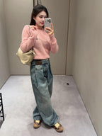 2026 Women’s Way Leather Patch Jeans (EE408)