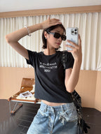 2026 Women’s Acn Short-Sleeved T-Shirt with Screen-Printed Distressed Logo (FF731)