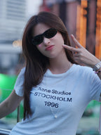 2026 Women’s Acn Short-Sleeved T-Shirt with Screen-Printed Distressed Logo (FF731)