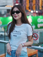 2026 Women’s Acn Short-Sleeved T-Shirt with Screen-Printed Distressed Logo (FF731)