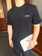 2026 New Mon Leather-Trimmed Pocket Short-Sleeved Top (AA573-A20)