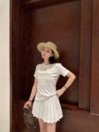 2026 Women’s CD Lucky Star Embroidered Short-Sleeved T-Shirt (DD127)