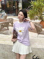 2026 Women's BBR Daisy Embroidered Short-Sleeved Top (DD120)