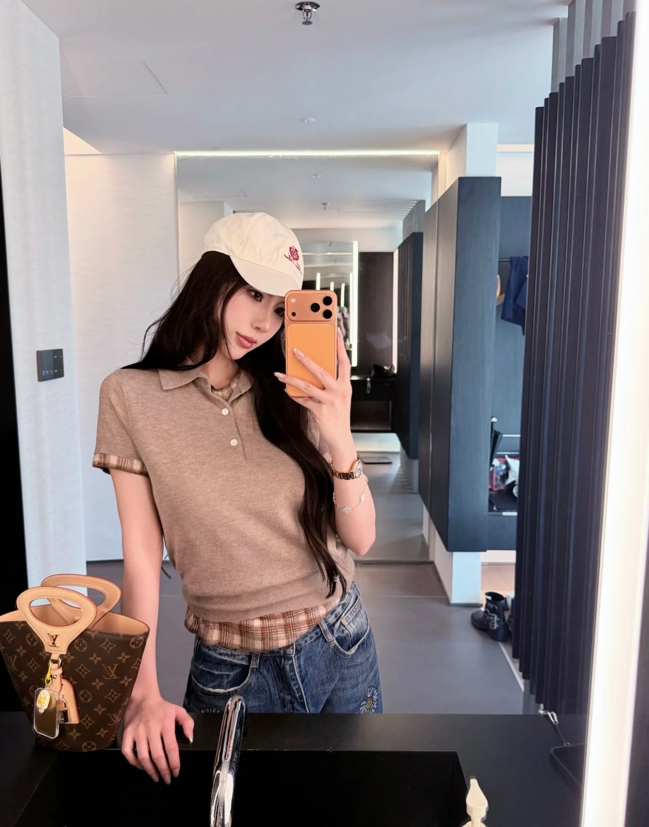 2026 Women’s Acn Two-piece-style Patchwork Polo Neck Knit Top (DD103)