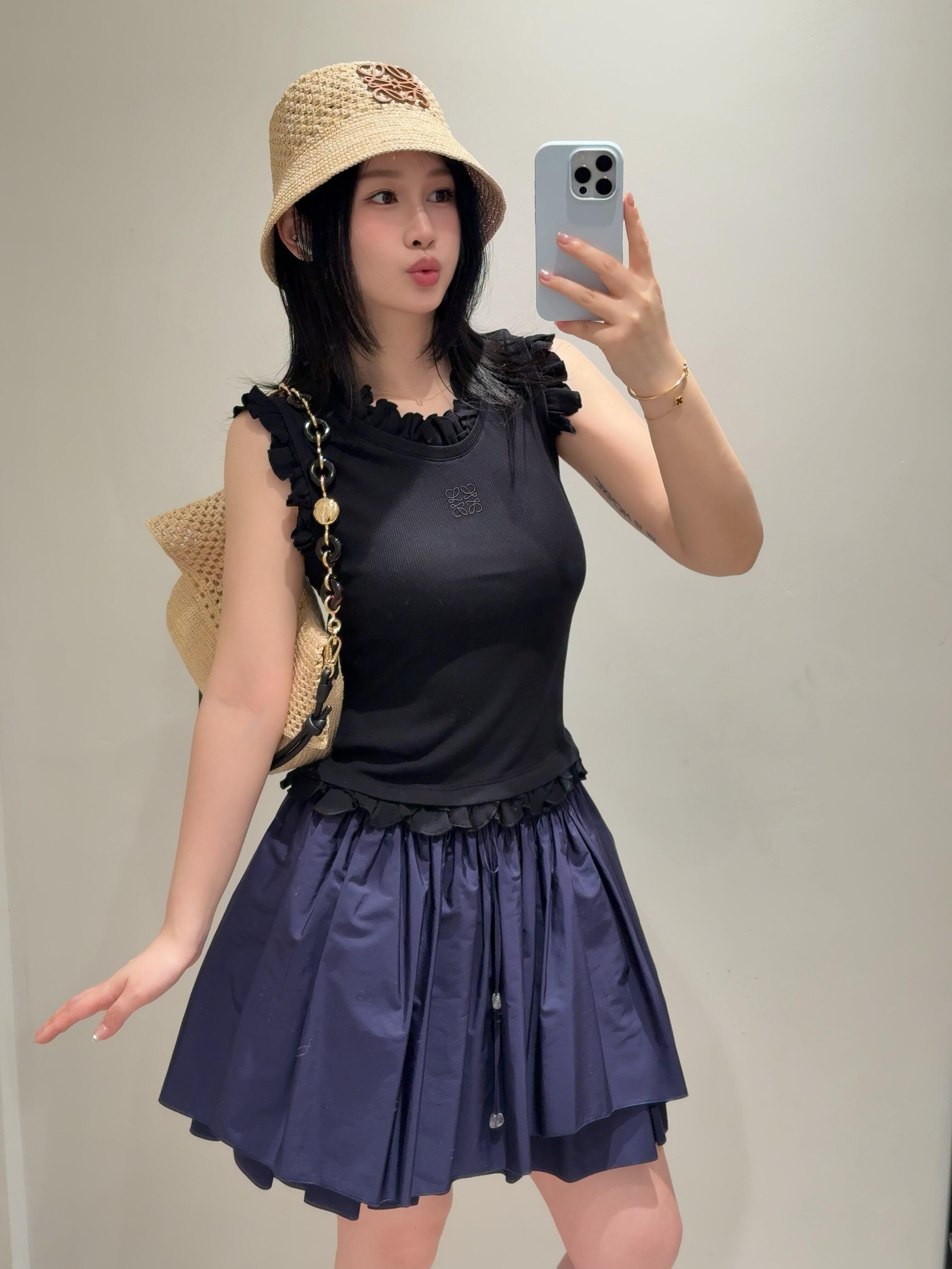 2026 Women’s Way Embroidered Ruffle Tank Top (DD129)