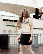 2026 Women's CD Embroidered Short-Sleeved Sweater (DD132)