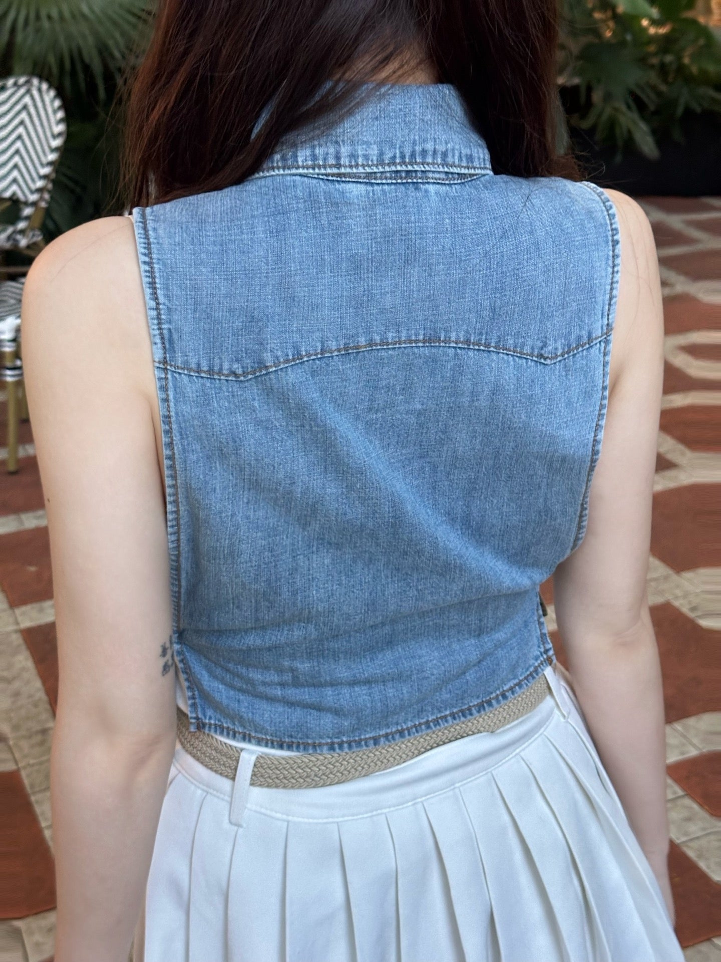 2026 Women's MM Logo Belted Denim Jacket (EE434)
