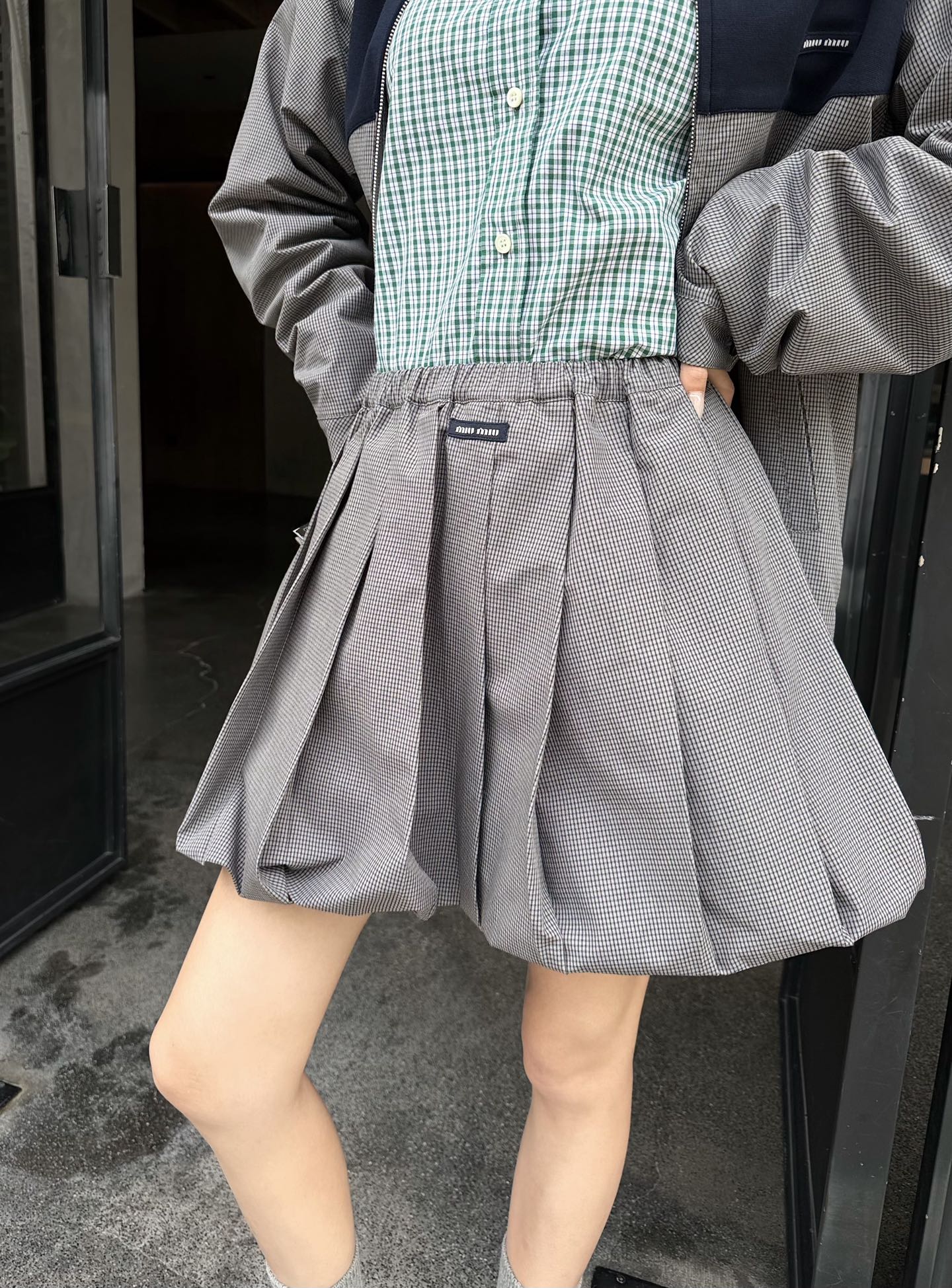 2026 Women's MM Logo Checkered Short Dress (FF767)