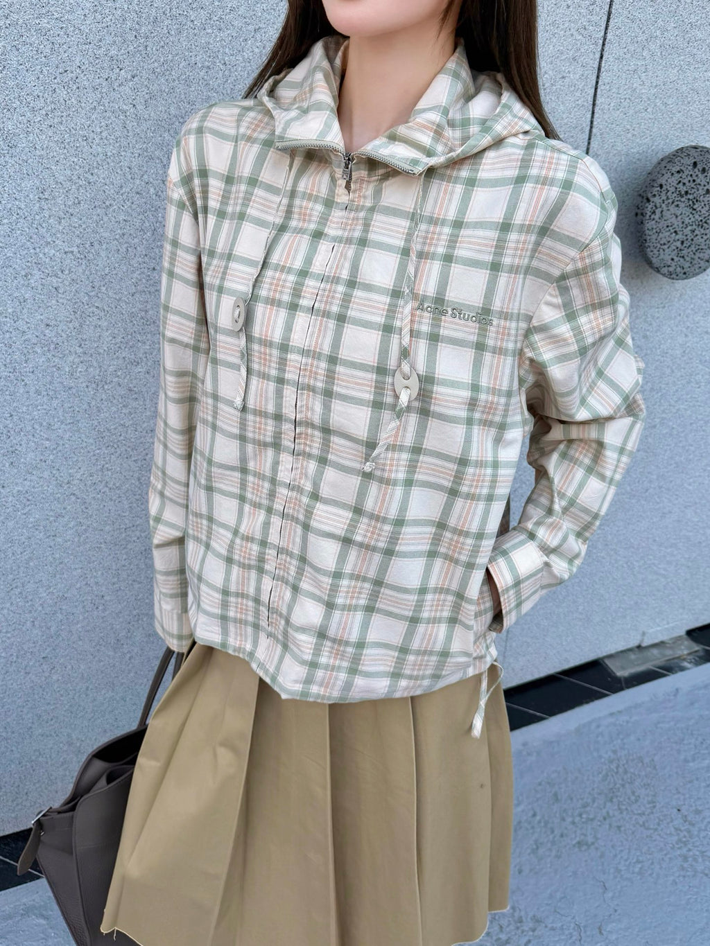 2026 Women's Acn Embroidered Checkered Hooded Jacket (FF762)