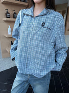 2026 Women's Acn Embroidered Checkered Hooded Jacket (FF762)