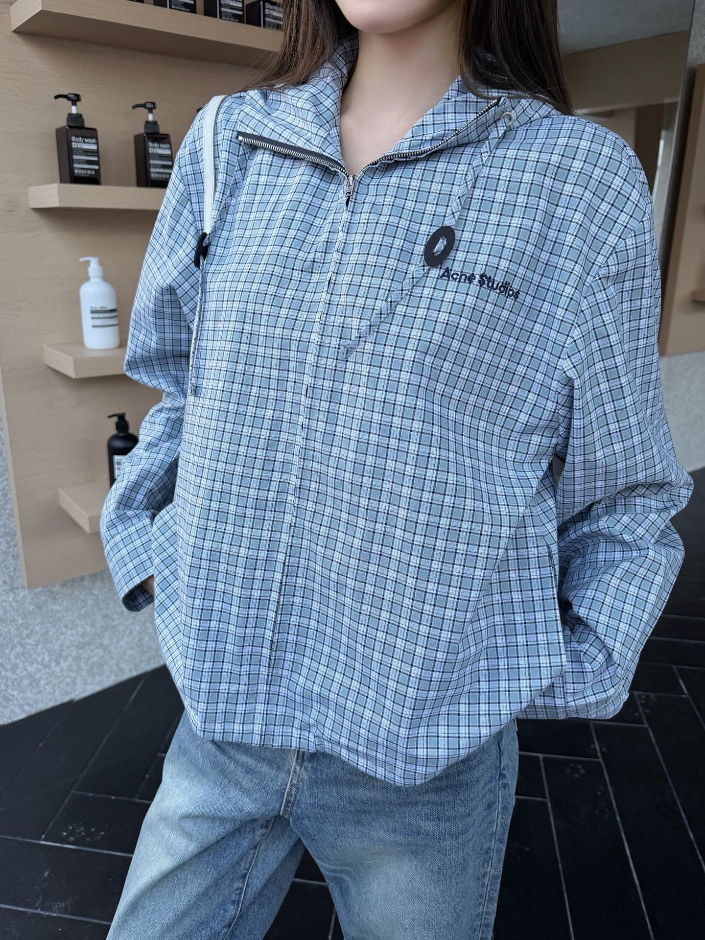 2026 Women's Acn Embroidered Checkered Hooded Jacket (FF762)