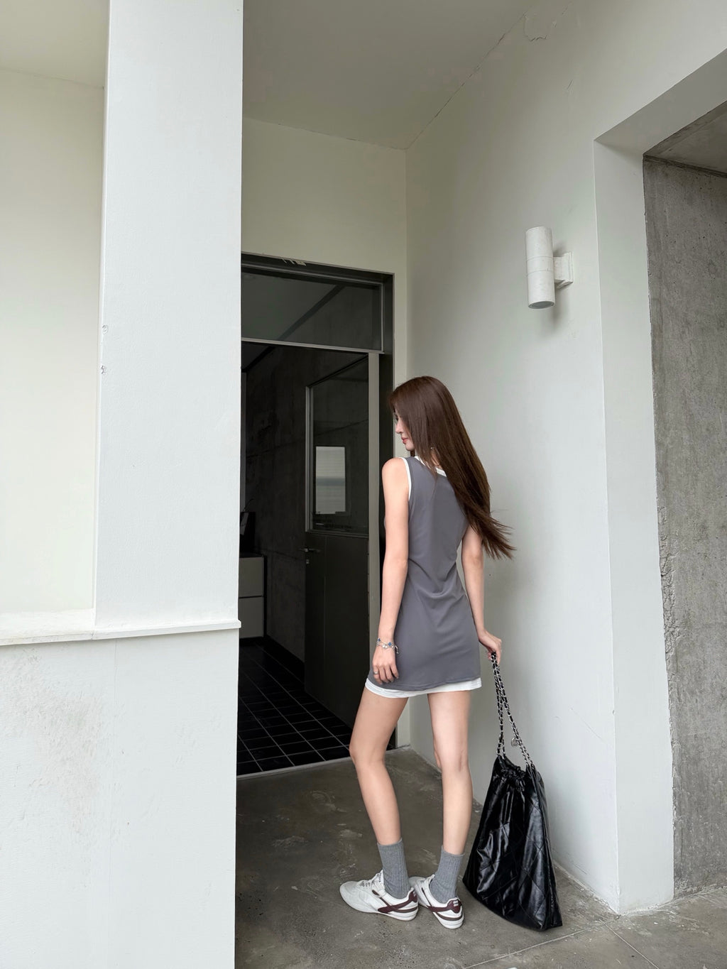 2026 Women's MM Logo Color-Contrasting Dress (FF778)