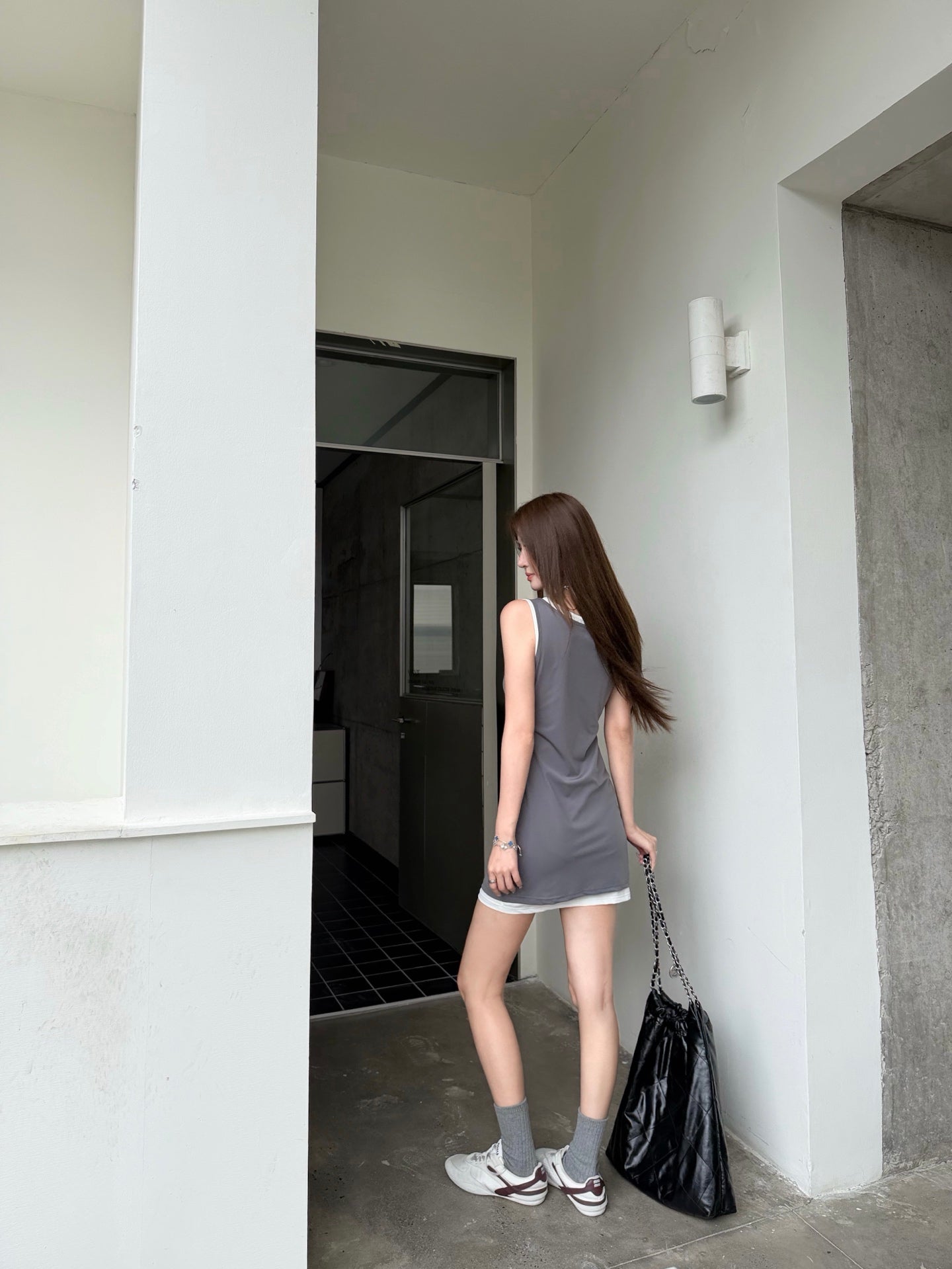 2026 Women's MM Logo Color-Contrasting Dress (FF778)