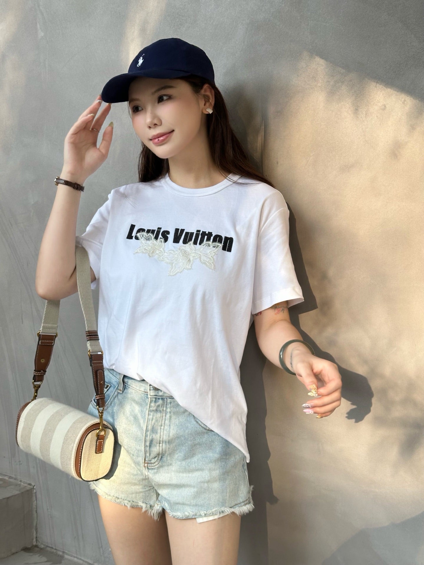 2026 Women's LY Label Lace Edging Short Sleeve (DD146)