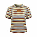 2026 Women's FF Leather Striped Short Sleeve (EE423)