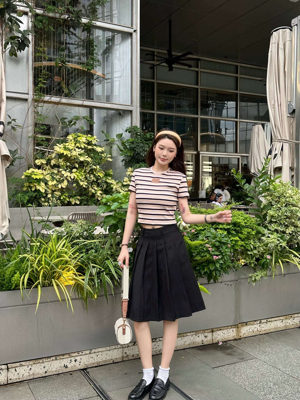 2026 Women's FF Leather Striped Short Sleeve (EE423)