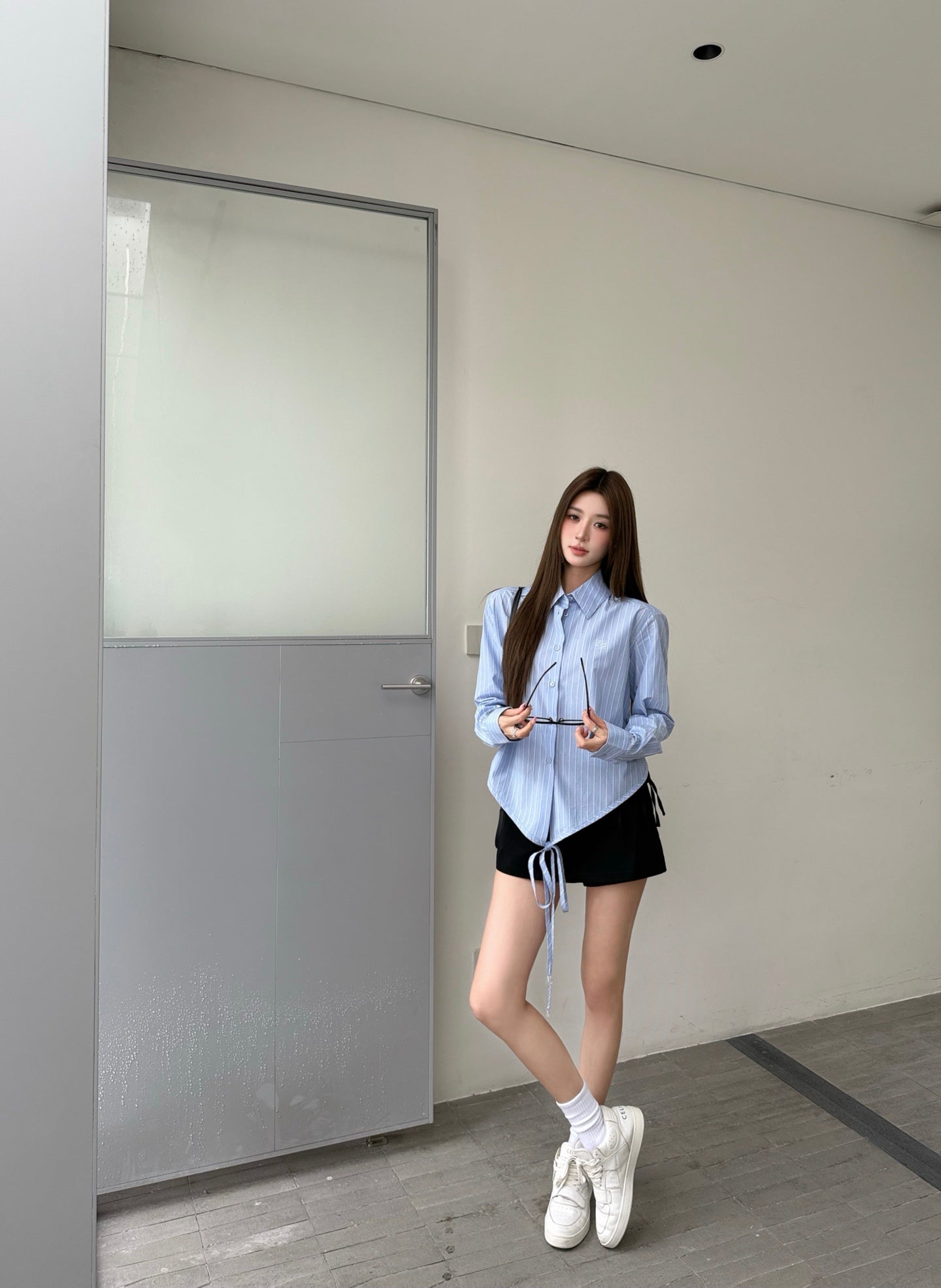 2026 Women's Way Embroidered Striped Laced Shirt (FF776)