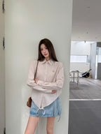 2026 Women's Way Embroidered Striped Laced Shirt (FF776)