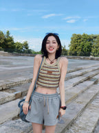2026 Women's FF Leather Striped Tank Top (EE443)