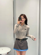 2026 Women's MM Logo Polo Shirt Long Sleeve (FF786)