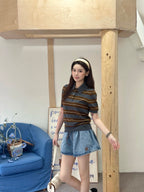 2026 Women's MM Logo Denim Short Skirt (EE432)