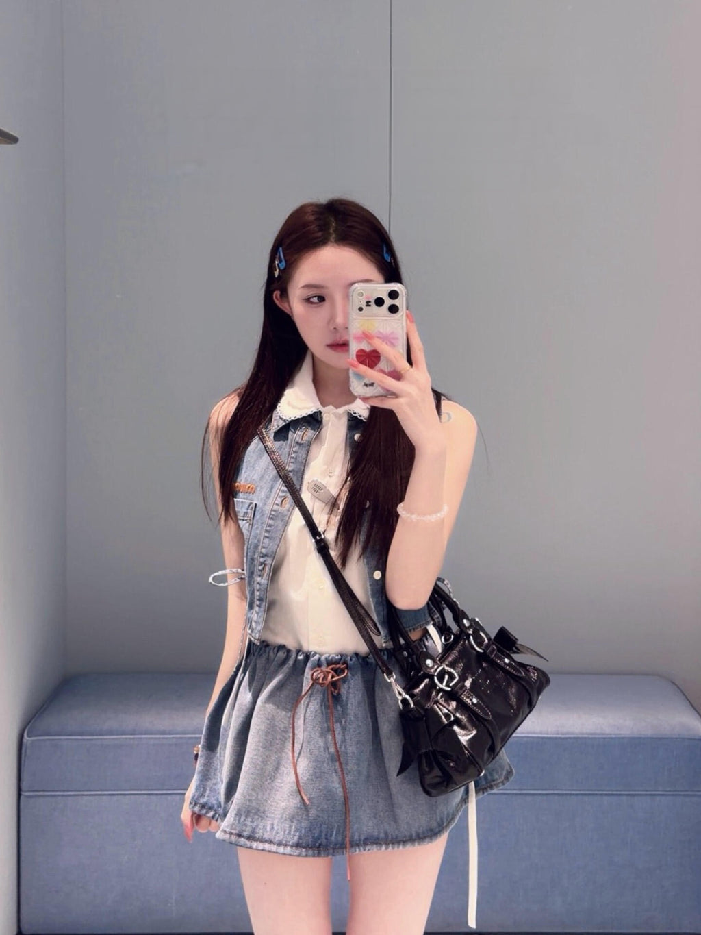 2026 Women's MM Logo Denim Short Skirt (EE432)