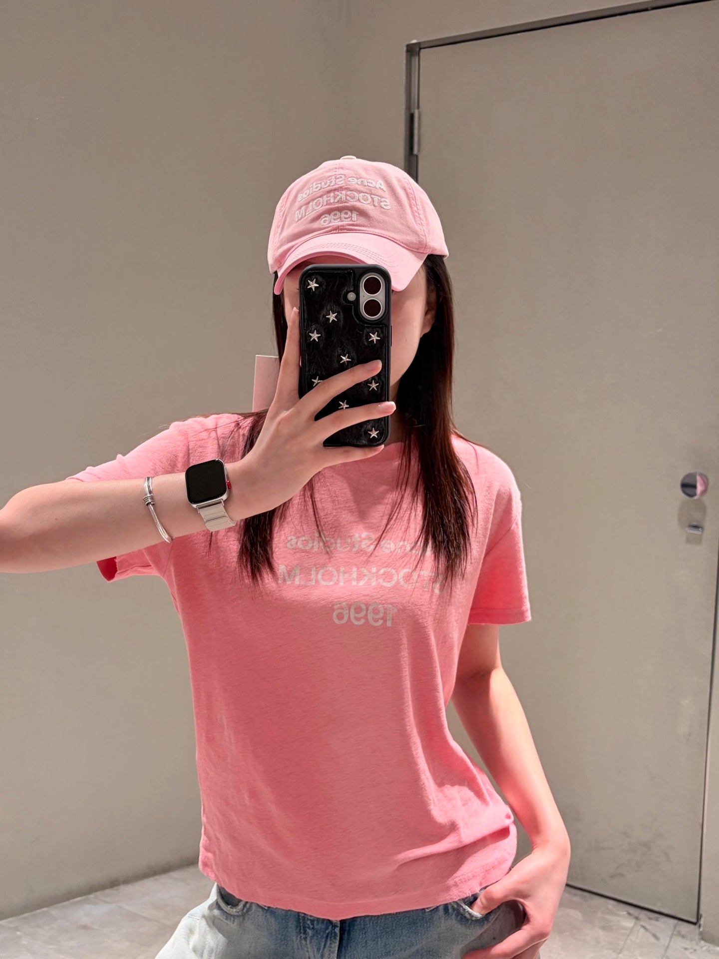 2026 Women’s Acn Short-Sleeved T-Shirt with Screen-Printed Distressed Logo (FF731)