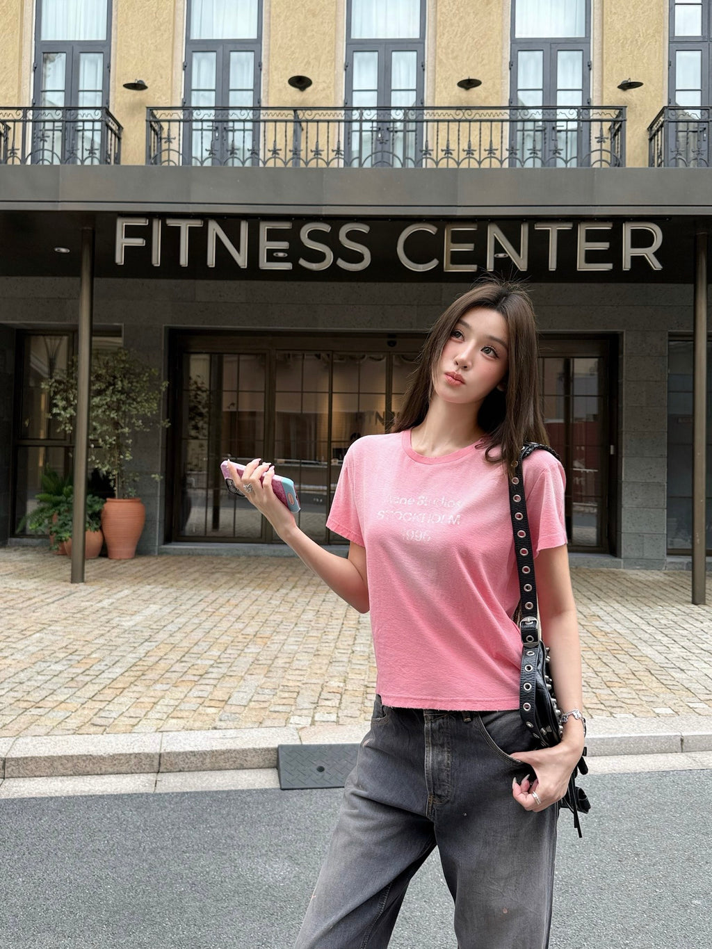 2026 Women’s Acn Short-Sleeved T-Shirt with Screen-Printed Distressed Logo (FF731)
