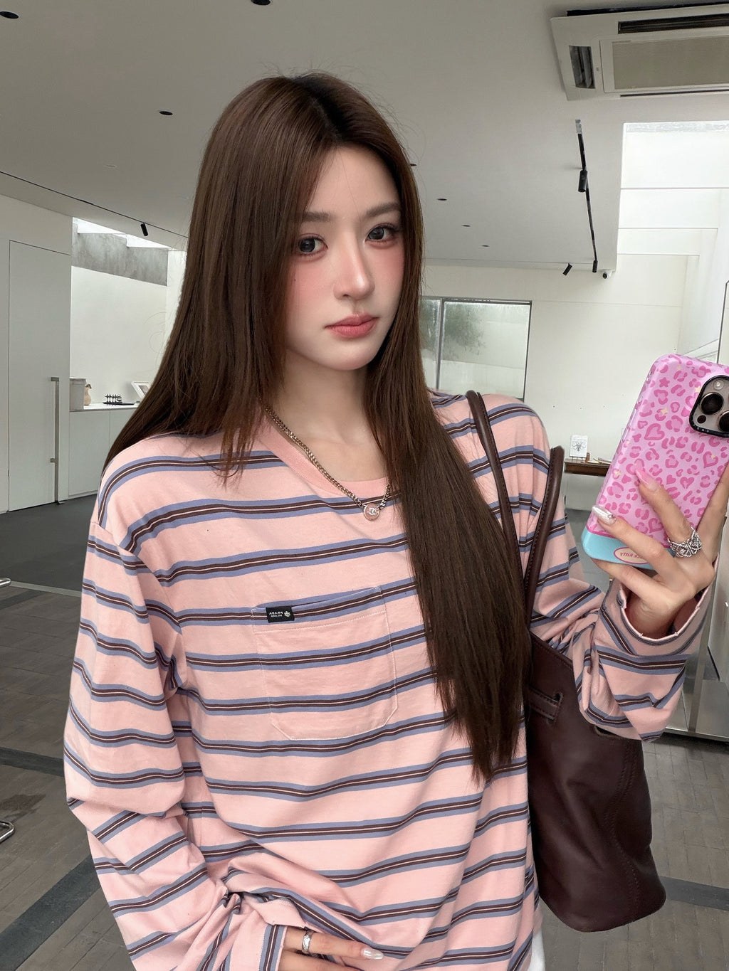 2026 Women's Triangle Brand Logo Striped Long-Sleeved (FF790)