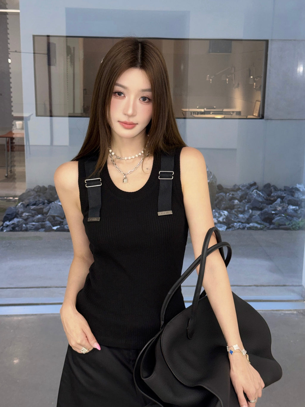 2026 Women's Way Metal Shoulder Strap Tank Top (FF783)