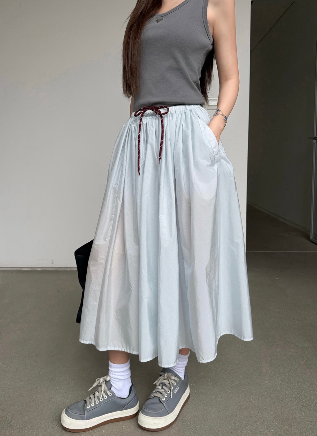 2026 Women's Triangle Brand Triangle Pattern Pleated Long Dress (FF770)