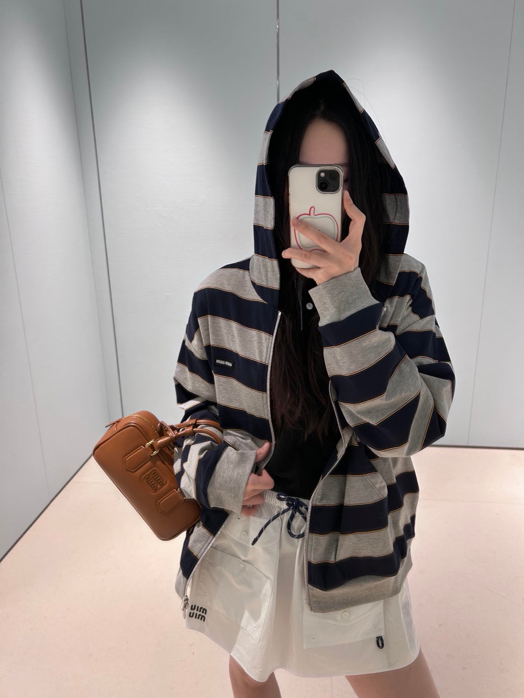 2026 Women's MM Logo Striped Hooded Coat (DD155)