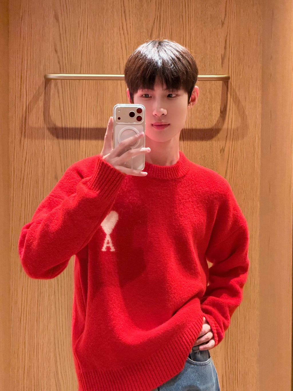 2026 New Model Heart A Heart Patterned Round-neck Sweater (25374-B15)